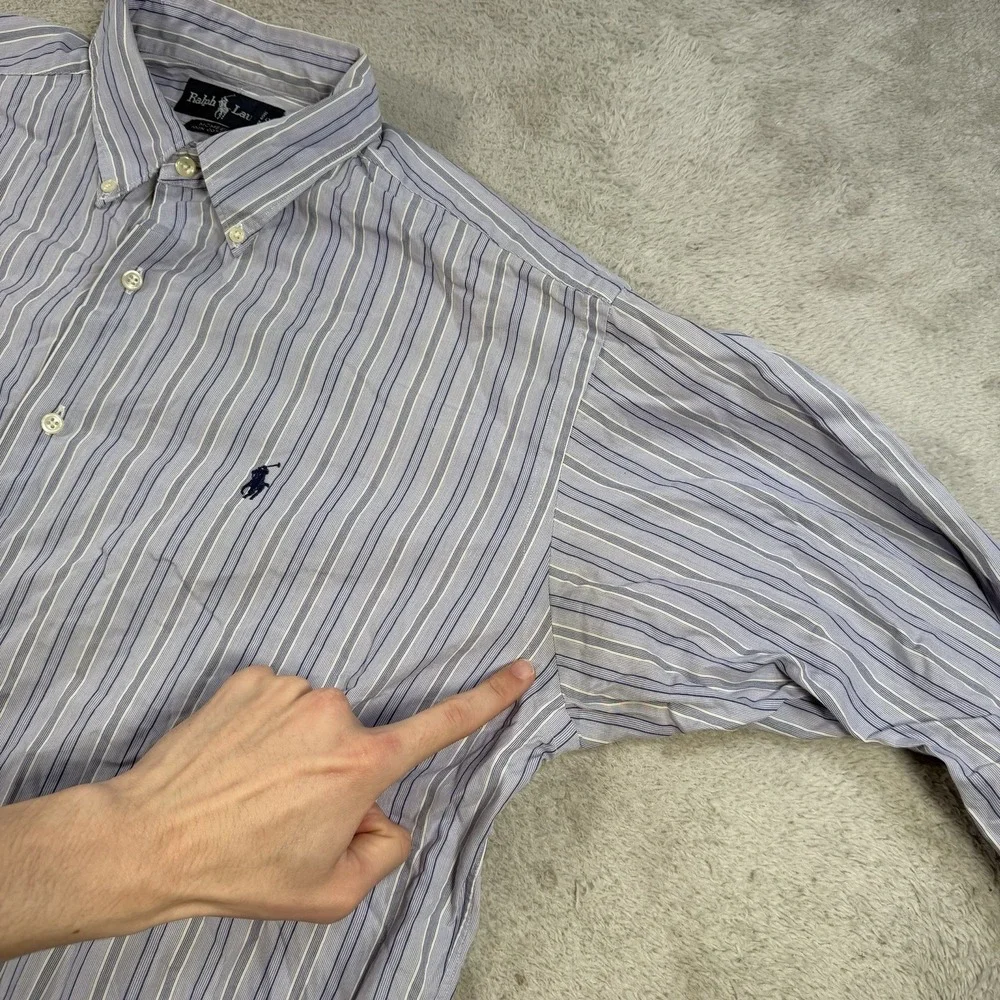 Polo Ralph Lauren Shirt Mens XL Blue Striped McMeel Long Sleeve Button Down Pony